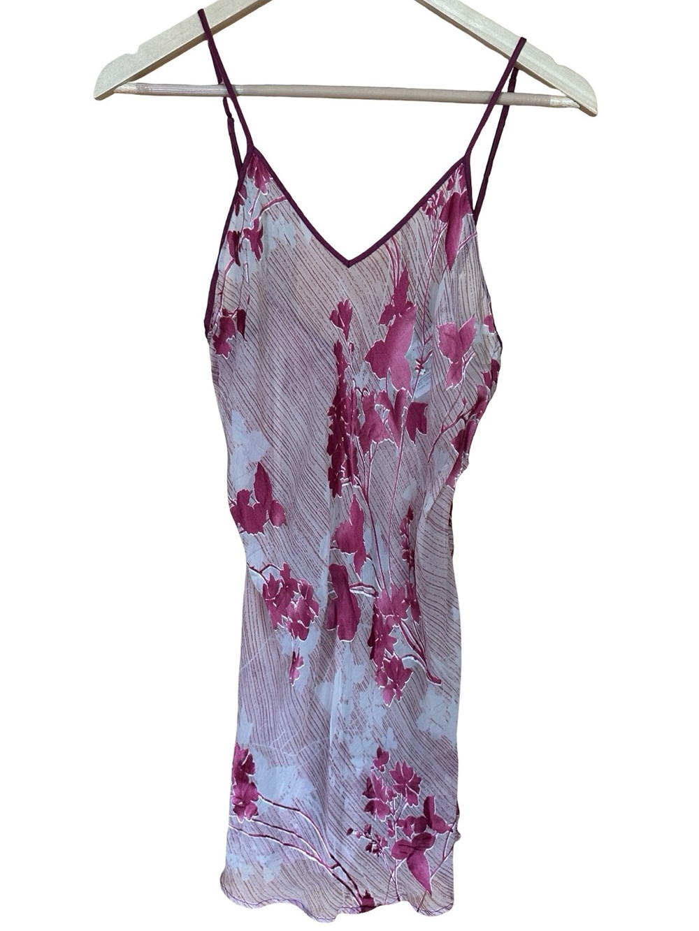 Vintage Mary Green Silk Floral Chemise Slip Cami Nightgown Sz S